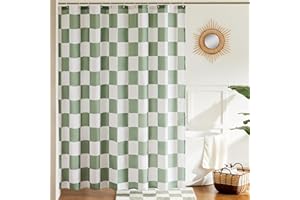 Ohocut Checkered Shower Curtain, Sage Green Shower Curtains for Bathroom, Cute Retro Checkerboard Vintage Aesthetic, Machine Washable Fabric Bath Curtain, 180x180cm