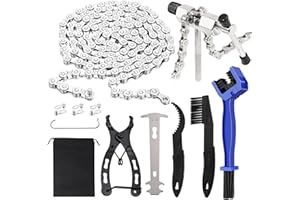 CARTLANT 6 7 8 Speed Mountain Road Bike Chain 116 Links and Bicycle Chains Removal Tool, Chain Cleaner Brush 3 Pairs Quick Link Splitter Breaker Plier Wear Checker Repair Kit for MTB Bikes Racing Cycling