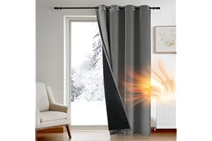 Deconovo Thick Thermal Door Curtain 52 x 84 Inch, Cold Resistant Blackout Curtain with Thick Microfiber Quilted Lining, Super Soft Bedroom Curtain for Door, Light Grey, 1 Panel