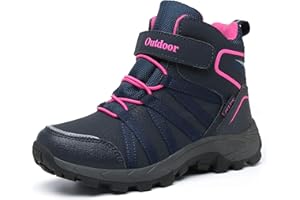 ZYLDK Winterstiefel Kinder Winterschuhe Wanderschuhe Schneestiefel Jungen Warmfutter Wasserdicht Baumwollschuhe Mädchen Trekking Snowboots Mit Klettverschluss