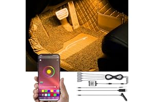 TABEN Kit de luz Ambiental Interior para Coche RGB, Controlador de aplicación LED, sincronización con Sonido de música Función de Memoria Activa Iluminación del Coche con Cargador de Coche DC 12V 1W