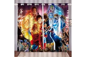 Doiicoon Lot de rideaux opaques Anime One Piece, Anime One Piece Pirate - Pour chambre d'enfant - occultant - Rideau Anime - 13, 100 x 140 cm - 2 x 50 x 140 cm