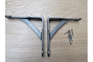 Ironmongery World Pair of Cast Iron Penny End Rustic Shelf Bracket Wall Support Books Storage (6")