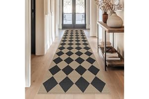 Capslpad Matta, löpare, hall, 80 x 300 cm, romb, jute, utseende, köksmatta, naturlig, tvättbar matta, svart, halkfri, vardags