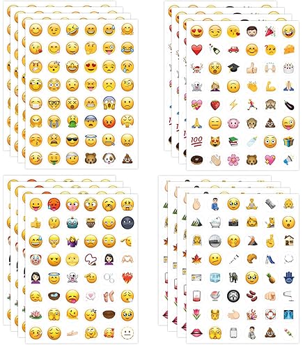 20 Blatt Smiley Aufkleber - Emoji Sticker 12,7x15,2cm Für Kinder Belohnung