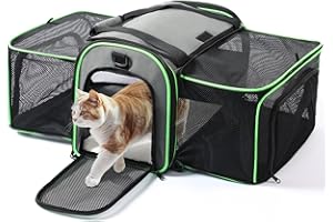 Gardner Pet Trasportino per Gatti e Cuccioli fino a 6,8 kg, Borsa da Trasporto Espandibile con Lati Morbidi, Rete Traspirante, Materiali Senza BPA - Grigio, M
