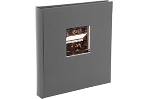 goldbuch 27945 Fotoalbum mit Bildausschnitt, Bella Vista, Erinnerungsalbum 30 x 31 cm, Foto Album 60 schwarze Seiten mit Pergamin-Trennblättern, Fotobuch aus Leinen, grau