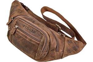 STILORD 'Dublin' Sac Banane Homme Cuir Véritable Grande Taille au Look Vintage avec Sangle réglable et Grande Capacité - Sacoche Ceinture pour Randonnée, Voyage et Festival, Couleur:Marron Moyen
