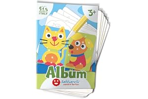 Sabbiarelli Sand-it For Fun - Album Premiers dessins : 5 feuilles préencollés à colorier avec le sable (sable non inclus), Convient pour les enfants Ans 3+