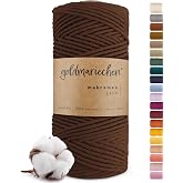 Ackerbraun (Brown Earth) Premium Macrame Cord 3mm x 100m 100% Cotton Macrame Thread for DIY Wall Decoration Dream Catcher Cra