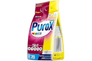 CLOVIN PUROX PUROX COLOR Lessive en Poudre (78 Lavages) pour textiles colorés, sac de 5,5 kg