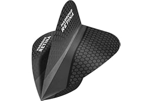 DARTS CORNER Harrows Retina Plumas para dardos 5 paquetes, (15 unidades), extra fuerte, 100 micras, cometa, color negro