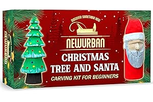 NEWURBAN Wood Carving Kit for Beginners - Christmas Tree and Santa DYU Whittling kit - Woodworking Christmas Tree Ornaments Decoration - Gift Set