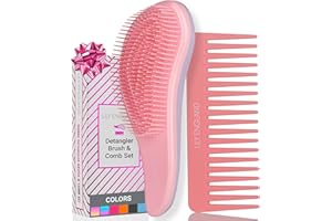 Lily England szczotka do rozczesywania włosów i grzebień z szerokimi zębami, łatwa do trzymania szczotka do rozczesywania włosów i grzebień do rozczesywania dla kobiet i dzieci na mokro lub na sucho,