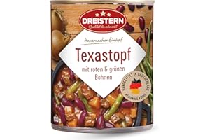 ‎DREISTERN DREISTERN Texastopf 800g I Mit Bohnen & Fleischwurst I Herzhafter Eintopf in recyclebarer Konservendose I Lange Haltbarkeit dank natürlicher Konservierung I Hausmacher Qualität