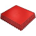 Garage and Gym Floor Tiles, Ecotile - Anti-Slip PVC Interlocking Flooring (32Tiles/8sqm, Red)