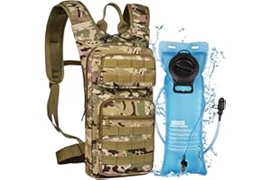 Wiserset Trinkrucksack mit 3L-TPU-Blase, taktischer Molle Fahrradrucksack für Damen und Herren, Hydration Rucksack