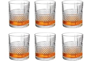Zcoolo Juego de 6 Vasos de Whisky 300ml/10oz, Vaso de Whisky Robusto Cristalino Sin Plomo para Escocés, Borbón y Más, Con Caja de Regalo (B)