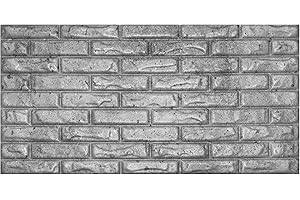 I K H E MALARKA Polystyrene Panels, Ceiling Panels XL Brick, Brick Look Concrete Look Brick Wall Panels, Decorations, Imitation Brick Ceilings - Wall Cladding, 3 mm Thick - 100 x 50 cm / ‎10 m² - 20 Pieces (Grey 107)