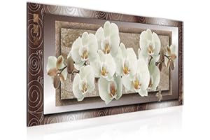 Runa Art Cuadro Decorativo Flores Orquídea 1 Parte Moderno Cuadro Lienzo no Tejido para Sala Abstracto Beige Marrón 205412a