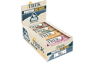TREK Barres d'Avoine Protéinées | Paquet Assortiment | Végétal | Sans Gluten | Vegan | 16 x 50g Barres | 800g