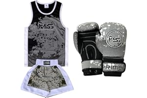 PRIME LEATHER PSS Ultimate Presents Kids Boxing Uniform Set of 2 Pieces Sublimation Design Student Boxing Uniform Uses Quick Dry Breathable Fabric+ Soft Shell Boxing Gloves 1019 6-OZ