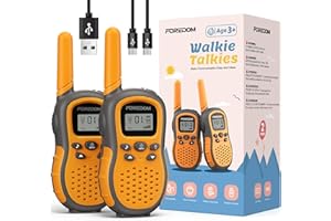 FOREDOM Wiederaufladbare Walkie Talkies für Kinder Walkie Talkies Funkgeräte Set 3-12 Jahre alte Jungen & Mädchen Spielzeug mit Taschenlampe, Abenteuer, Camping, Wandern – 2er Set