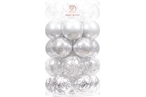Sea Team Bola de Navidad de plástico Transparente de 80 mm/3.15 Pulgadas, Transparente, Bolas de Cristal, Bombillas con Decoraciones delicadas rellenas para árbol de Navidad