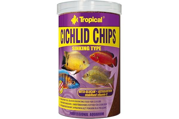 Cichlid Chips 1000ml / 250g - Nourriture Riche en proteine, rehaussant la Couleur, pour cichlides
