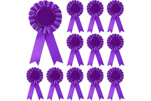 Hanaive 12 Pieces Blank Award Ribbon, 1st Place Rosette Ribbon Prize Ribbon Award Medals Winner Victory Ribbons Deluxe Recognition Ribbons for Competition, Sports Event, School, Contests (Purple)