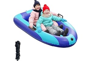 QPAU Inflatable Snow Sled, Heavy Duty Snow Tube with Reinforced Handles, Snow Sleds for Kids and Adults Winter Toys Gifts, Toboggan for Family Outdoor Sledding