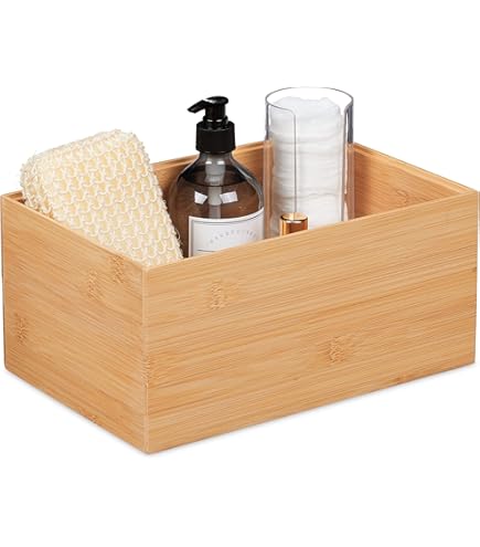 Scatola portaoggetti in bambù per cassetti da cucina, impilabile in legno, per cassetti da ufficio, armadi, mensole, dispensa o bagno, divisori per cassetti per argenteria, set da 2, 38 x 15 x