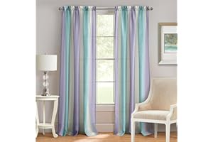 ACHIM HOME FURNISHINGS Spectrum Rod Pocket Panel Window Curtain - 50 Inch Width, 84 Inch Length - Lilac/Turquoise, Semi-Sheer & Machine Washable Soft Polyester Drapes for Bedroom Living & Dining Room by Achim Home Decor