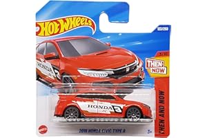 Hot Wheels - 2018 Honda Civic Type R - Then and Now 3/10 - HYY64 - Short Card - czerwona - Mattel 2025-1:64