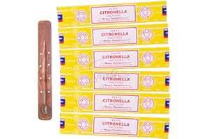 Satya Nag Champa Citronella Incense Sticks | x6 pack | with SAMASIA incense sticks holder | Used for Aromatherapy, Spa, Yoga, Weddings, Meditation, Healing, Positivity and Relaxation