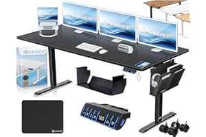 ‎KESSER KESSER® Höhenverstellbarer Schreibtisch elektrisch 180cm x 80cm | Ergonomisch Steh-Sitz Schreibtisch | 3-Funktions-Memory Steuerung | Inkl. 360° Rollen & USB-Ladeanschluss Computertisch für Homeoffice