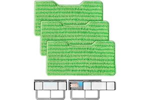 ZaKaBox 3 Pads VACMOP Refill + 1 Upgraded Dirt Chamber + 2 Filters for Shark VacMop 2-in-1 Cordless Hard Floor Vacuum Spray Mop, Reusable Replacement Pads for Shark Vac Mop Lavender, Lime Green