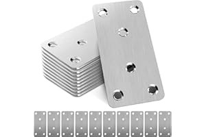 DIGANK 10pcs Metal Flat Brackets for Wood, 80 × 40 × 1.75mm Heavy Duty Stainless Steel Mending Plates, Sleeper Brackets for Fence Post and Timber Fixing and Joining