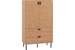 Seconique Leon 2 Door 2 Drawer Cabinet in Medium Oak Effect