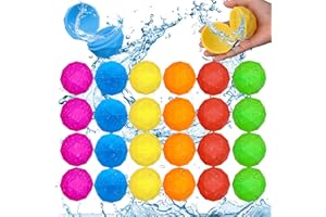 24PCS Reusable Water balloons, Waylipun Quick Refillable & Fast Sealing Water Bomb Splash Balls, Outdoor Activities Silicone Water Balls, Pool Beach Summer Themed Party Gift for Kids Adults