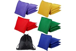Kinmsito 20 Stück Cornhole Säckchen, 10x10cm Nylon Sitzsäcke Werfen, Wurfsäckchen, Bean Bags Wurfspiel für Cornhole Spiel, Toss Bunte Bohnensäckchen Set für Outdoor Spiele (5 Farben)