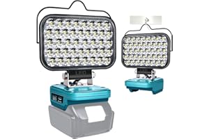 GZYZ LED Akku Lampe Für Makita 18v, 126W 5800LM Kabellose Spotlight, Baustrahler LED Campinglampen mit USB- und Typ-C und Niederspannungsschutz für Gärten, Garagen(Keine Batterie)
