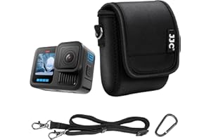 JJC Kleine Tasche für Gopro Hero 13/12/11/10/9 mit Schultergurt & Karabiner,Neopren Mini Kameratasche​ Schultertasche​ für DJI Osmo 360 Action 6/5 Pro/4/3 Nano & Insta360 Ace Pro/Pro 2 mit oder ohne Käfig