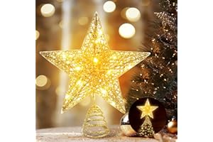 YUYWWAN Estrella Arbol de Navidad con Luz, Estrella de Navidad con Luz, Christmas Tree Topper, Topper Arbol de Navidads, Decoraciones LED para Festivales, Fiestas, Bodas y Cumpleaños (A)