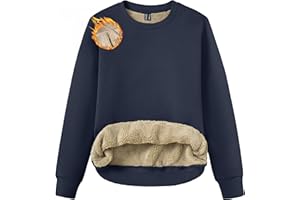 TACVASEN Women's Sherpa Fleece Lined Sweatshirt Winter Warm Long Sleeve Pullover Crew Neck Tops Relaxed Fit