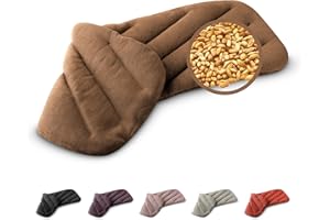 LESCHI XXL Cuscino termico per microonde (50x20cm), 100% cotone e grano biologico, cuscino riscaldante a 8 camere, marrone, ideale come fonte di calore per cervicale, spalla, schiena, collo