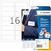 HERMA 4515 Namensetiketten ablösbar, 20 Blatt, 88,9 x 33,8 mm, 16 pro A4 Bogen, 320 Stück, selbstklebend, bedruckbar, rücksta