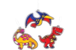 Baker Ross Suncatcher-Bastelsets „Dinosaurier“ für Kinder zum Dekorieren – Bastelset für Kinder (8 Stück), sortiert