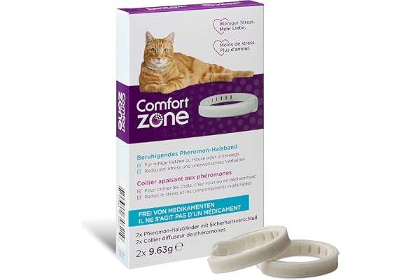 Collier pour Chat apaisant aux phéromones, Aide Les Chats à se Sentir calmes et en sécurité, Tout en réduisant Le Stress, l’anxiété et Les comportements indésirables, 2 Colliers
