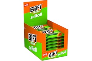 ‎BIFI BiFi Veggie Roll – 12er Pack (12 x 2 x 40g) – Salami Snack in einem lockeren Teig – Vegetarischer Wurstsnack To Go - für Unterwegs, im Büro oder beim Sport - mit Pfeffer, Koriander und Knoblauch